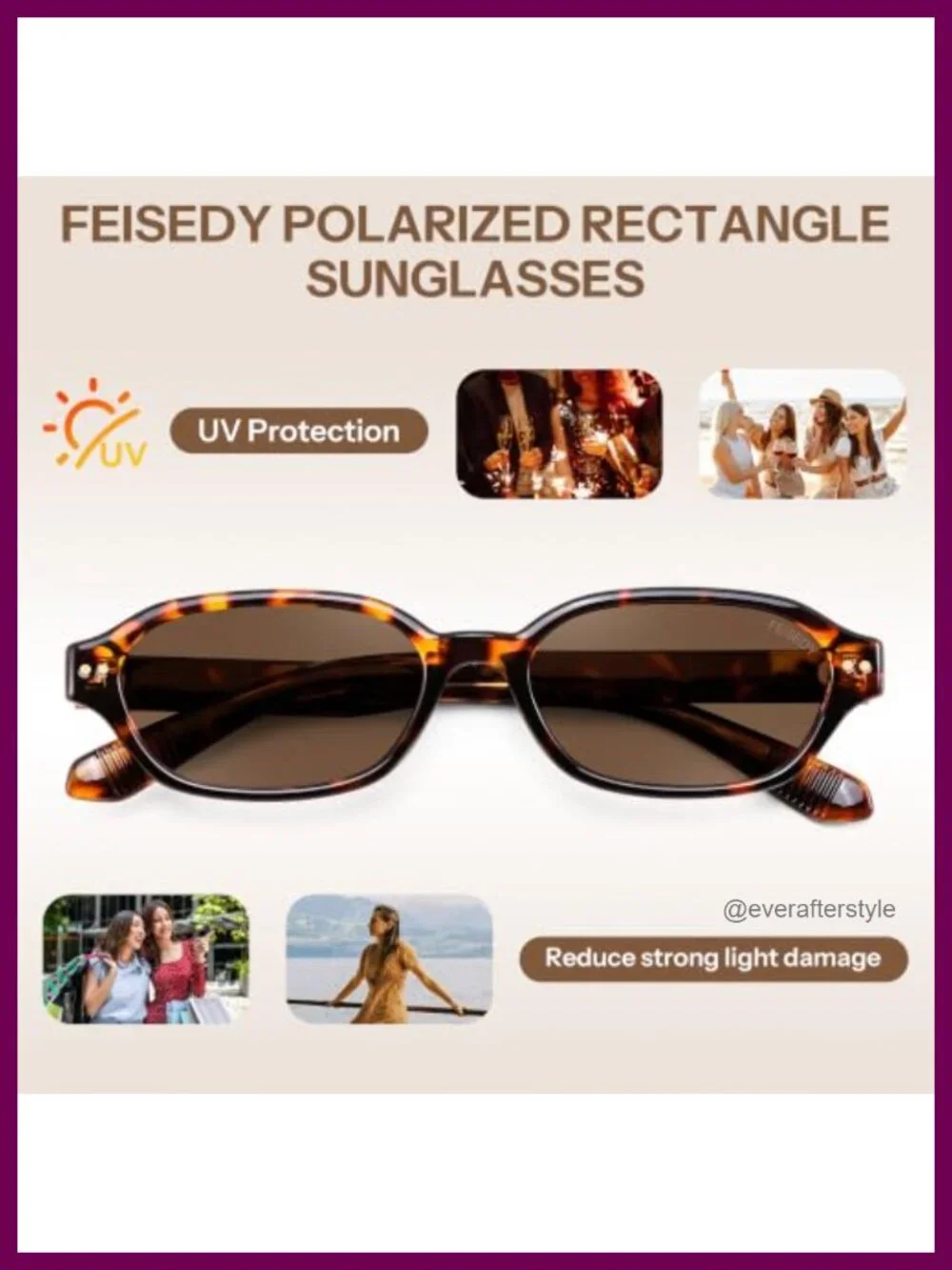 Retro Polarized Rectangle Sunglasses Y2K 90s UV400 Protection Lightweight